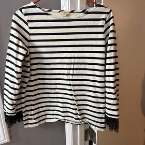 J. Crew Navy and Cream Striped Long Sleeve Tee